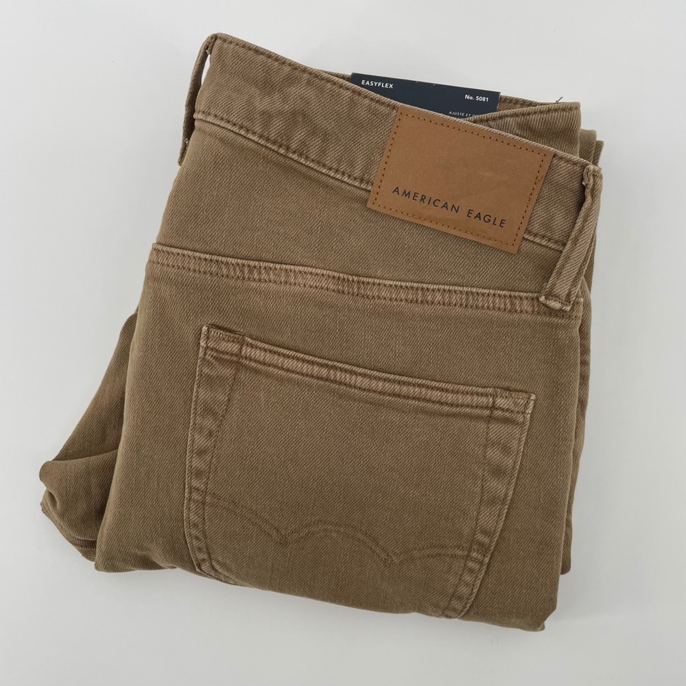 American Eagle Slim Straight Easyflex Jeans Toasted Almond Brown 30x30 NEW